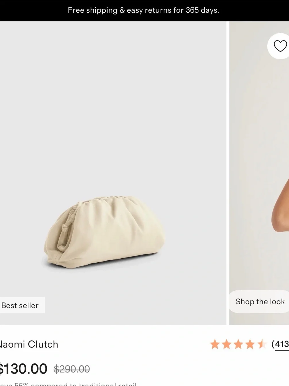 NWT Quince Naomi Clutch - Cream